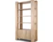 Goldoma 42" Natural Solid Wood 4-Tier Bookcase with Doors