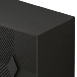 Goldoma modern storage cabinet with adjustable shelf – black 2-door MDF cabinet with fluted doors and metal legs for living room