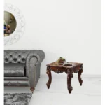 Goldoma 26 inch cherry square farmhouse end table with wabi-sabi design