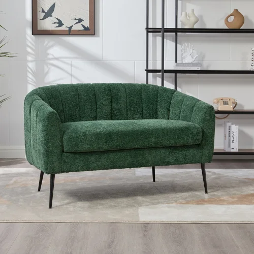 Hb1a8fd63fee3477b8acf5d19c9bb7b4dj.webp Goldoma convertible loveseat sofa with channel tufted chenille upholstery and metal legs