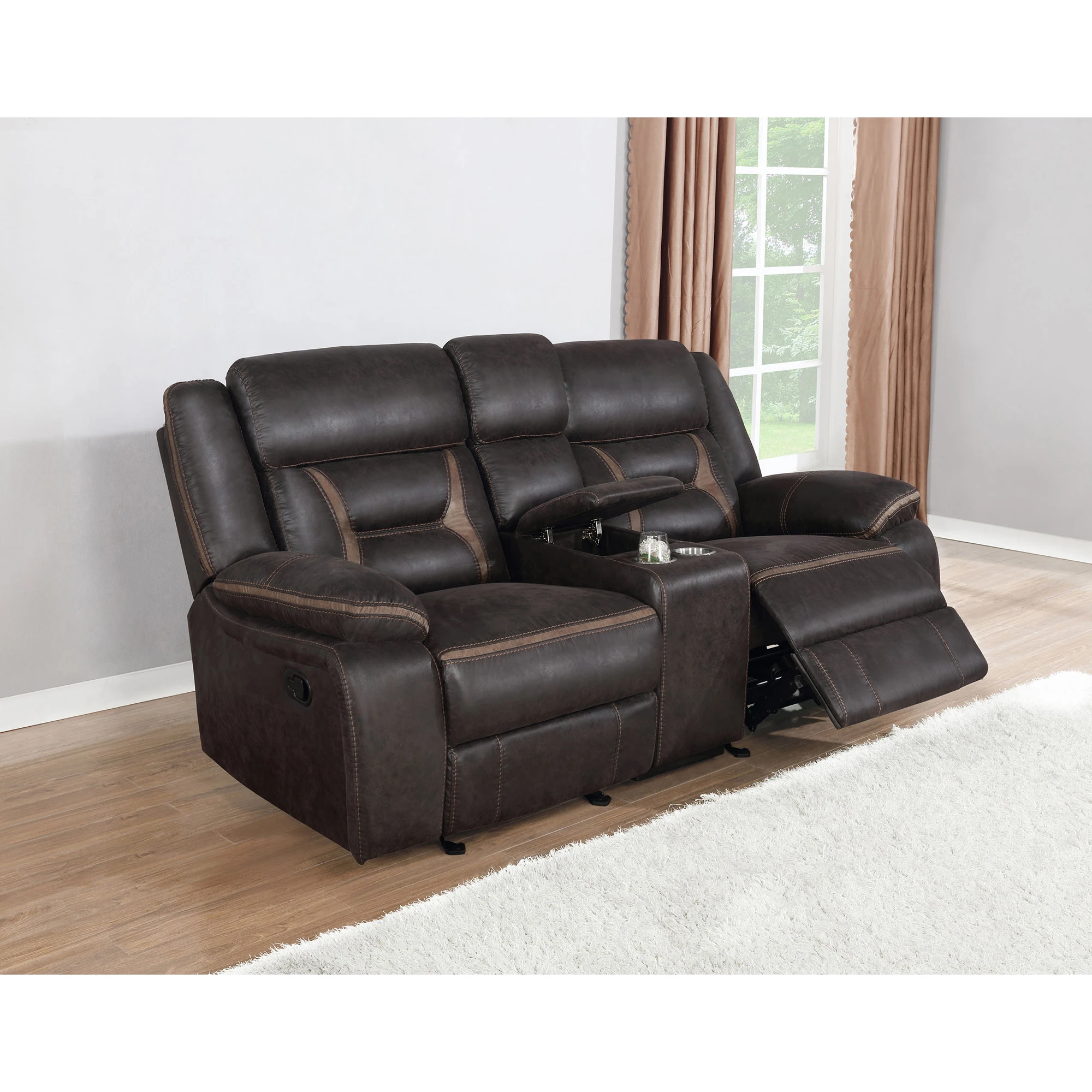 Hb227bc3699084046a20853e51110e1e45.webp Goldoma Top Grain Leather Home Theater Recliner Sofa Set with tufted back and adjustable reclining in a modern living room