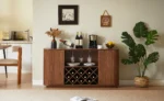 Goldoma Modern Wavy Curve Sideboard with wine rack and adjustable shelves in a dining room