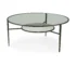 Goldoma 36-Inch Clear and Bronze Glass Round Coffee Table with Metal Shelf