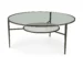 Goldoma 36-Inch Clear and Bronze Glass Round Coffee Table with Metal Shelf