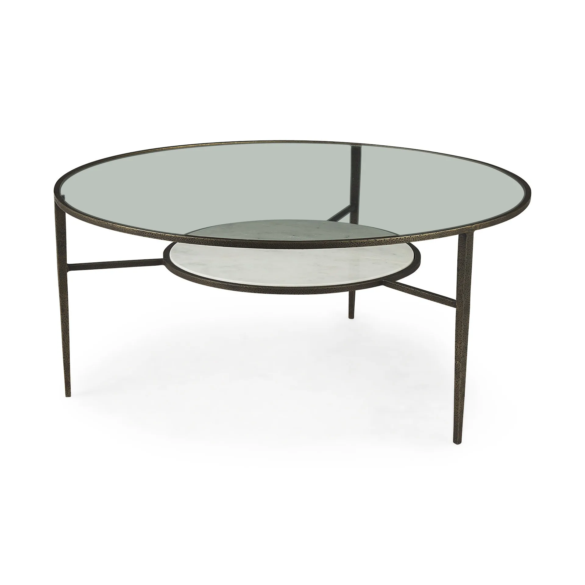 Hb25165367c9c4413af4e43adf94dd7d5I.webp Goldoma 36-inch clear and bronze glass coffee table with metal shelf in living room