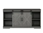Goldoma Mid-Century Adjustable TV Stand with Sliding Drawer and X-Cross Design, 60-64 inch, Two-Tone Brown/Gray – base detail