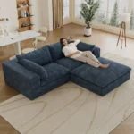 Goldoma Corduroy Cloud Sofa – Deep Seat Two-Seater with Double-Layer Design, No Assembly Required – side view