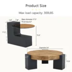 Modern double-layer coffee table with wood top and black MDF L-shaped legs in a living room setting