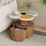 Unique Four-Leaf Clover Side Table-Modern Design Solid Wood Base Adjustable Height Storage for Living Room Bedroom Small Spaces - Image 8