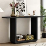 Goldoma Modern Solid Wood Console Table with U-Base and curved corners in entryway