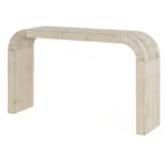 Goldoma solid wood console table with curved edge and hidden storage in natural oak finish