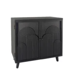 Goldoma 31 inch black wood storage cabinet with embossed door accent furniture for living room