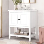Goldoma 30-Inch Bathroom Vanity with Cabinet, Solid Wood Frame, Ceramic Sink – side view