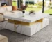 Modern White Square Coffee Table with 4 Drawers