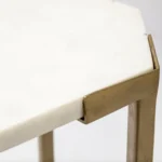 White marble end table with gold metal frame - Goldoma 25" round side table for living room