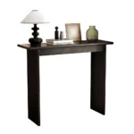 Goldoma solid wood walnut console table – slim mid-century entryway table with rubberwood in a modern living room setting.