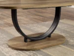 Goldoma 3-piece coffee table set with oak wood top and U-shape base in sand black finish for modern living room