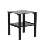 Goldoma set of 2 tempered glass side tables with two-tier round shelves in living room