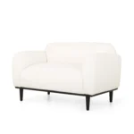Goldoma 50-inch bouclé loveseat sofa in white upholstery with black wood legs, perfect for small living rooms
