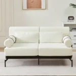 Goldoma modern loveseat with USB ports, corduroy chenille cover and wood legs