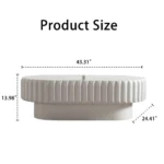 Modern oval fluted storage coffee table with lift-off lid in cream white MDF