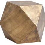 Goldoma 19 inch distressed brass square block end table in living room
