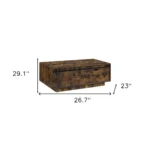 Goldoma 47 inch coffee table with drawer and shelf in brown and black melamine veneer