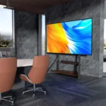 40-100 Inch Large Mobile Floor TV Stand on Wheels  Wood Shelf Base - Image 5