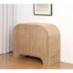Goldoma 32-inch natural solid wood textured door accent cabinet in living room