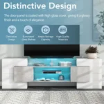 Goldoma Modern TV Stand for TVs up to 64 inches with LED Lights and Adjustable Shelves – close-up detail