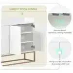 Goldoma Modern Sideboard Buffet Cabinet with Push-to-Open Doors – White and Gold, 47.2" – styled in a modern Living Room