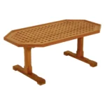 Goldoma 19 inch brown solid teak wood hexagonal coffee table in a living room