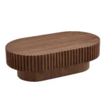 Goldoma modern oval coffee table with sturdy pedestal base in living room