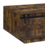 Goldoma 47 inch coffee table with drawer and shelf in brown and black melamine veneer