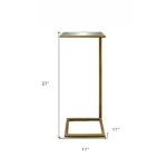 Goldoma brass and silver mirrored end table with reflective glass top and iron base, perfect as a glamorous side table or nightstand