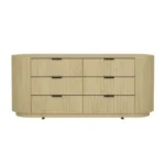 Goldoma solid wood vanity table with 6 drawers and curved design, a stylish makeup dressing table for bedroom