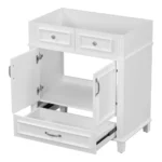Goldoma 30-Inch Vintage White Solid Wood Bathroom Vanity – No Top, Soft Close – close-up detail