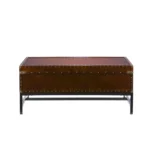 Goldoma 42-inch rectangular coffee table in brown manufactured wood and metal, modern living room centerpiece