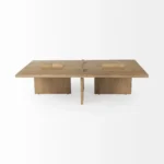 Goldoma 34" Natural Wood Coffee Table – Sturdy Rectangular Living Room Table – close-up detail