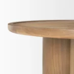 Goldoma 39-inch natural solid wood round pedestal coffee table with mango oak and scalloped base in living room