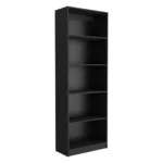 Goldoma 5-Tier Black Glass Bookshelf for Home Office – top view