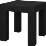 Black square end table with drawer by Goldoma, compact wood side table with storage