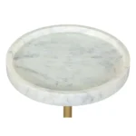 Goldoma 22" Round Pedestal End Table - Gold, Gray and White Marble with Iron Base – styled in a modern Living Room Tables