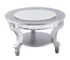Goldoma 29" Silver Mirrored Round Coffee Table with Metal Frame