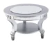 Goldoma 29" Silver Mirrored Round Coffee Table with Metal Frame