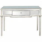 Goldoma Silver Leaf Antiqued Mirrored Console Table with leafy metalwork design - perfect entryway table