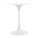 White steel round pedestal end table with glass top by Goldoma