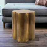 Goldoma 22 inch antique brass farmhouse end table with lower storage shelf in living room