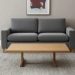Solid oak coffee table 55 inch double pedestal coffee table in natural finish
