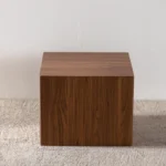Vintage boho nesting coffee table set in warm brown solid wood with two tables nested